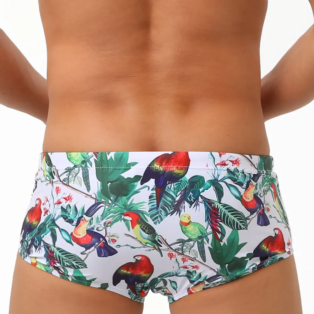 New Bathing Suit Pants Brand Man Swim Pants Printed Push-up Stretch Soft Sexy Beach Swimming Swimwear Male Drawstring Surfing
