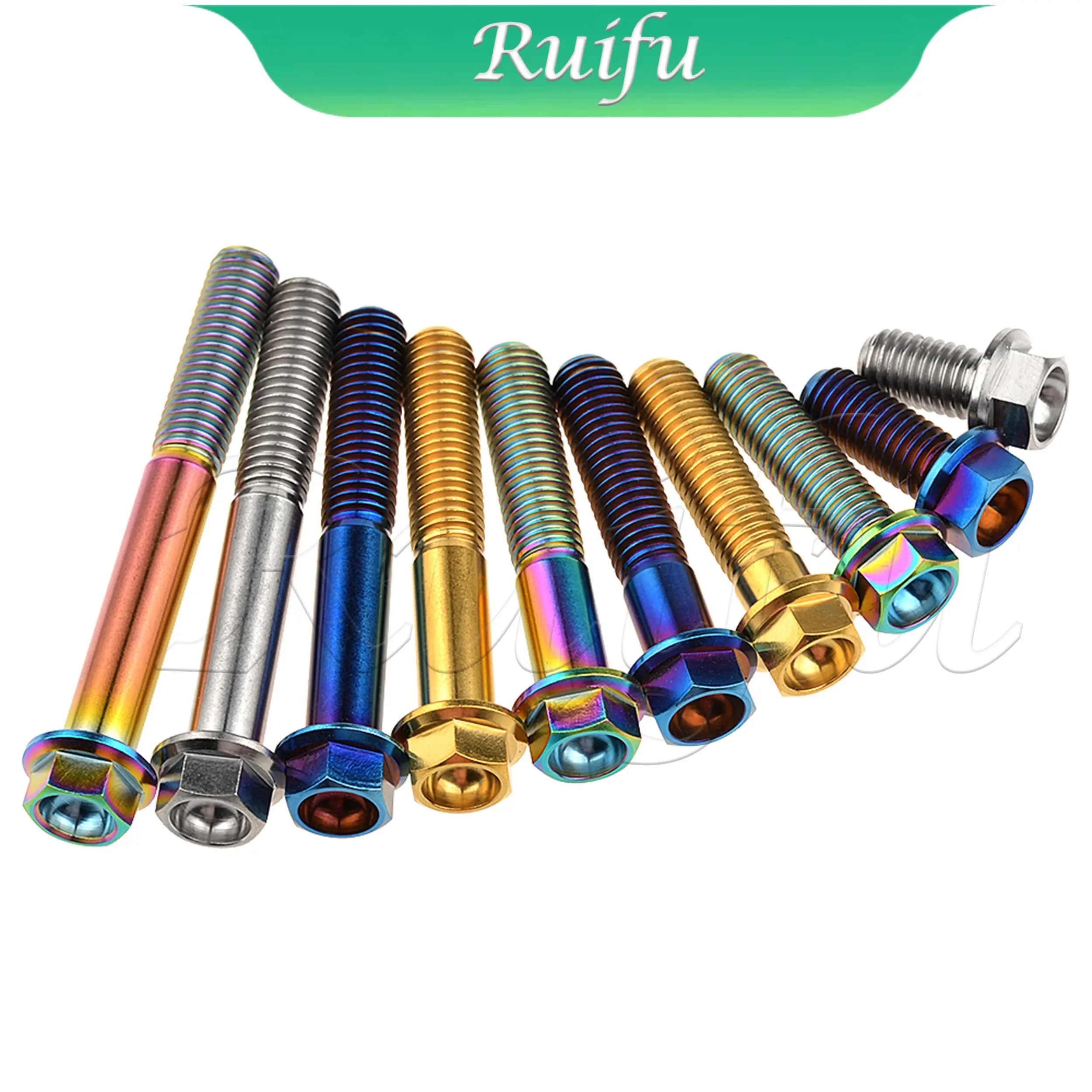 Ruifu Titanium Bolt  M6 M8x10 -- 100mm Small Flange Hex Head Screw for Bike Motorcycle