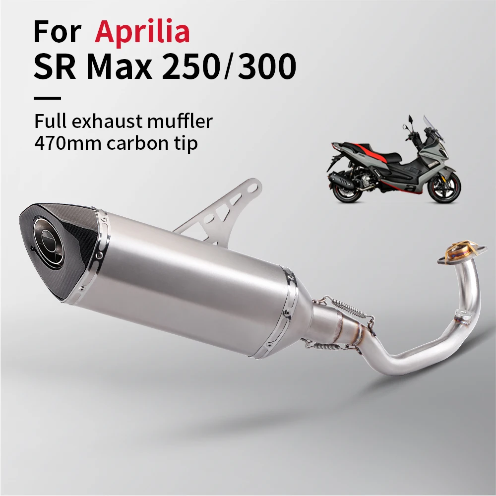 

Complete Motorcycle Exhaust System Leak Modified Front Connecting Pipe With Carbon Tip Silencer For Aprilia SRMAX300 SR MAX250