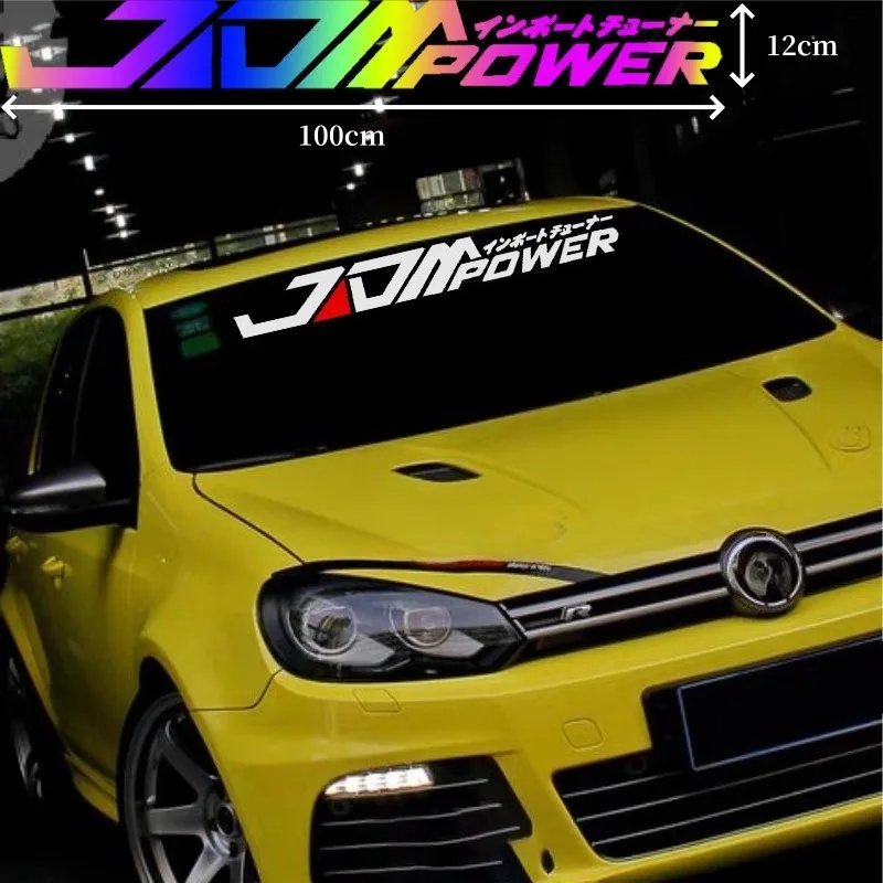 ملصقات JDM POWER للزجاج الأمامي للسيارة، ملصق عاكس من الفينيل مقاوم للماء وغير يتلاشى، شارات تزيين السباق كبيرة الحجم