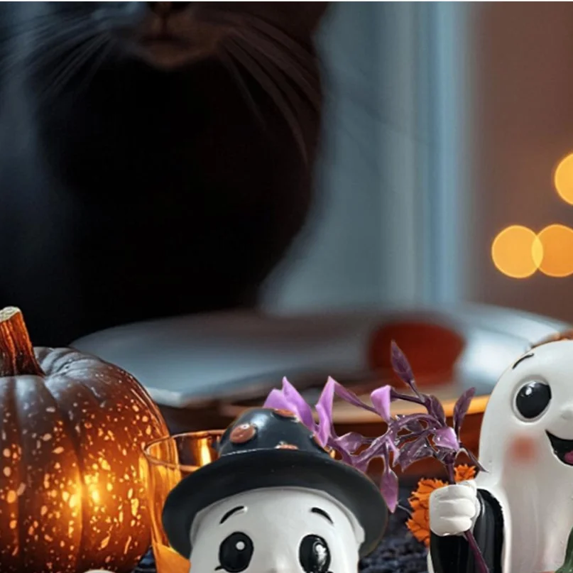 

Halloween Ghost Pumpkin Resin Ornament Halloween Ghost Shaped Desktop Decoration For Living Room Bedroom Holiday