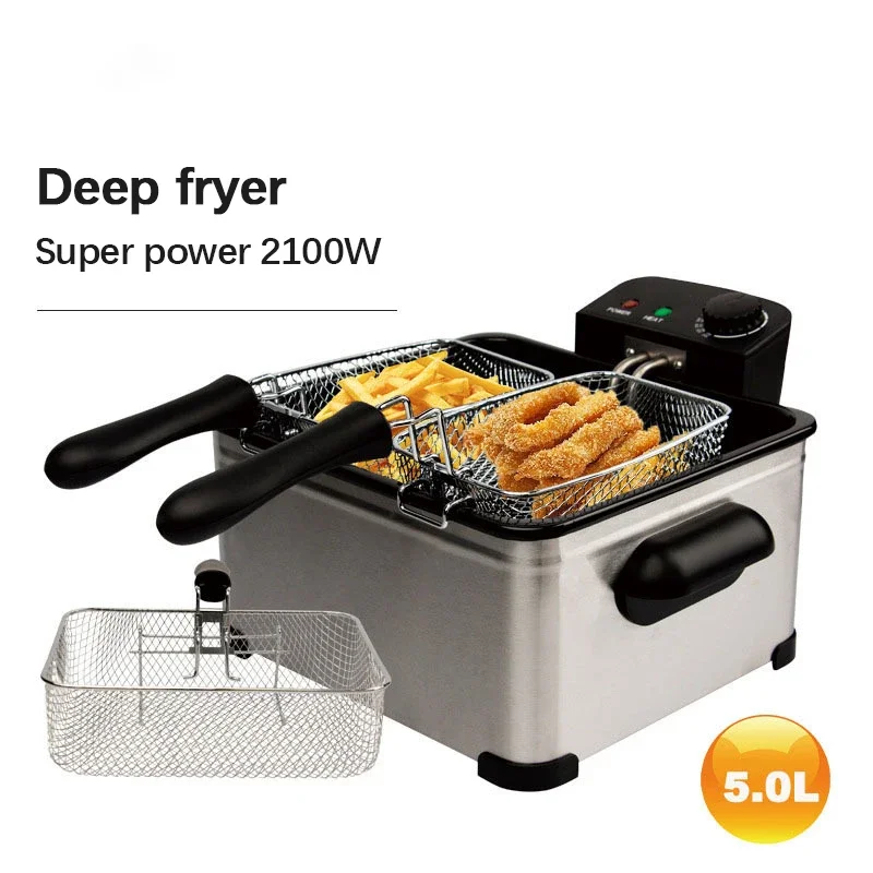 for 2000W 5L Commerical Kitchen Home 2 Basket Table Top Electric Deep Oil Fryer Feyers