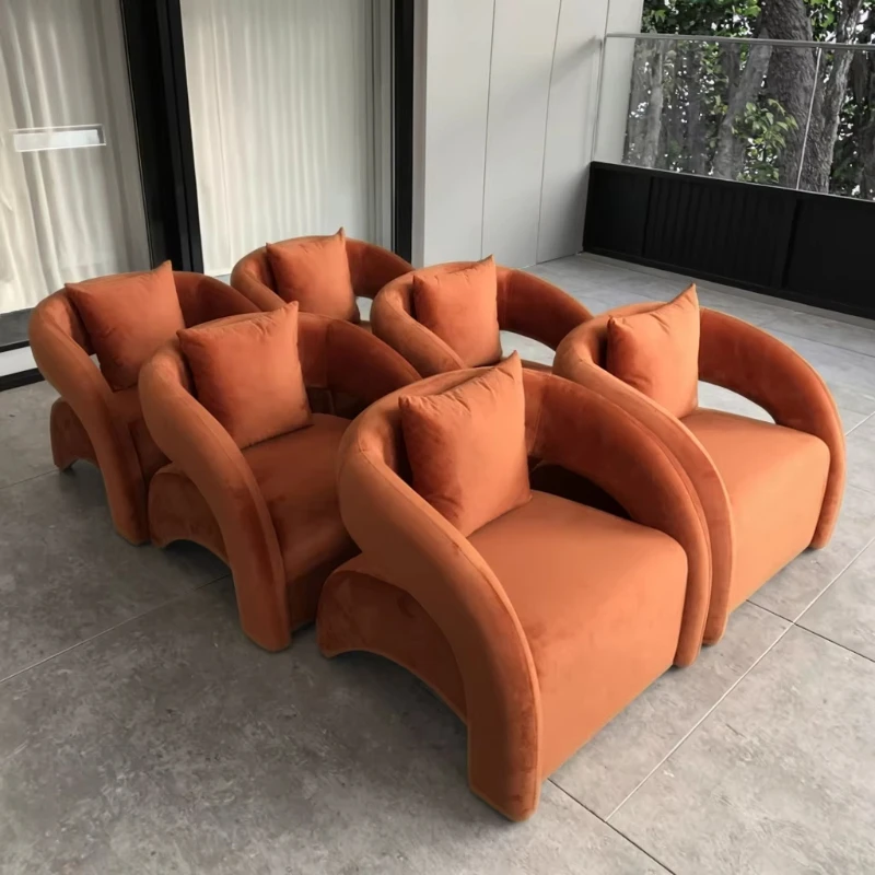

Simple light luxury accent chair living room single sofa leisure chair with curved balcony sofa set living room furniture