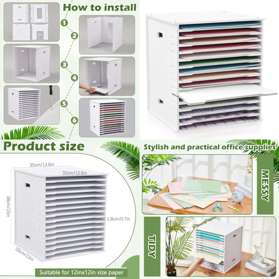 

Scrapbook Paper Organizer Adjustable Desk Scrapbook Paper Sorter Storage Rack File Organizer Wide Document Holder for School Of