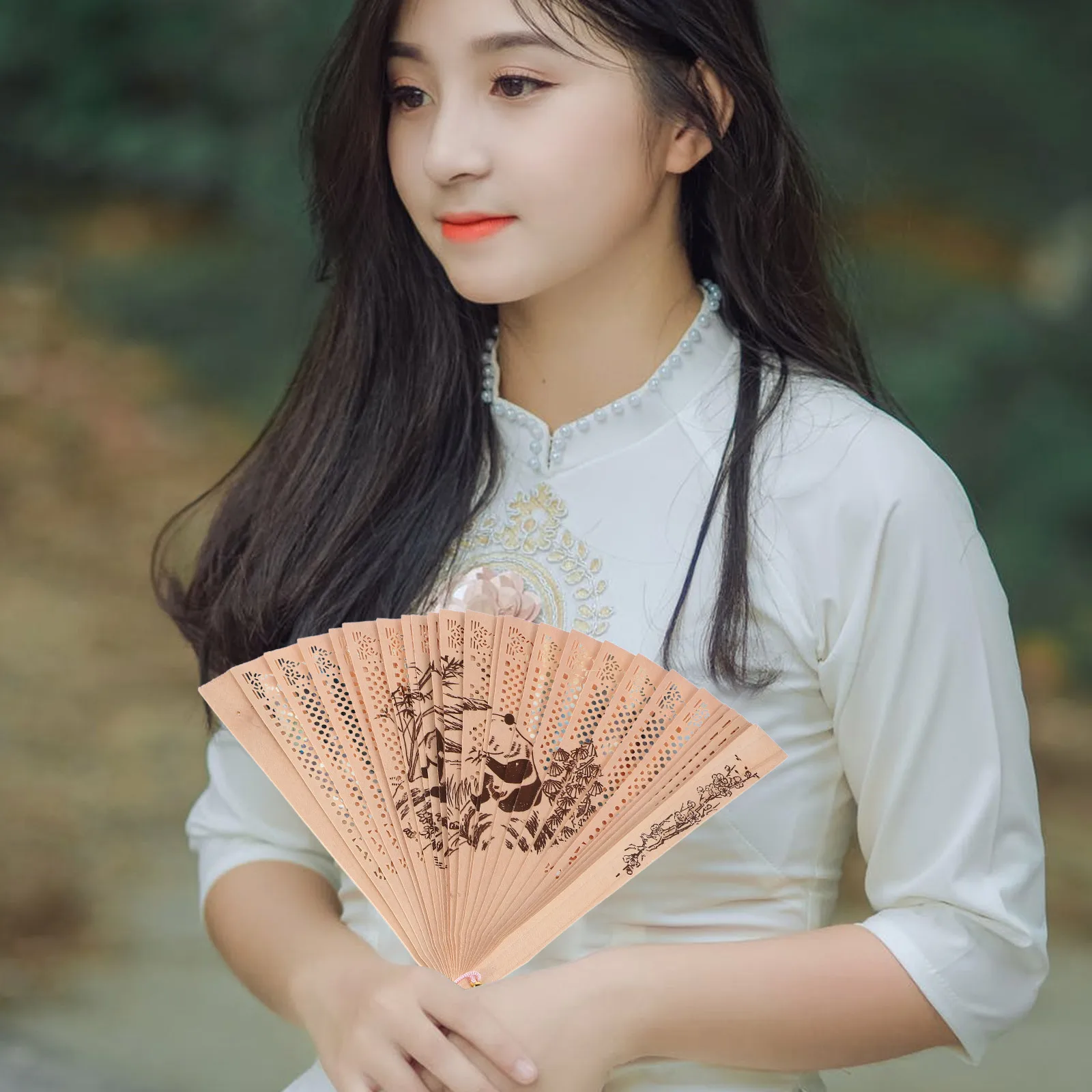 

Sandal Wood Foldable Fan Hand Hollow Elegant Ancient Fan Classic Vintage Style Lightweight Portable for Daily Performance