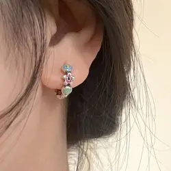 REETI 925 Sterling Silver Earrings Flower Drops Glaze Color Creative Hot Sexy Jewelry For Women Gift Customized