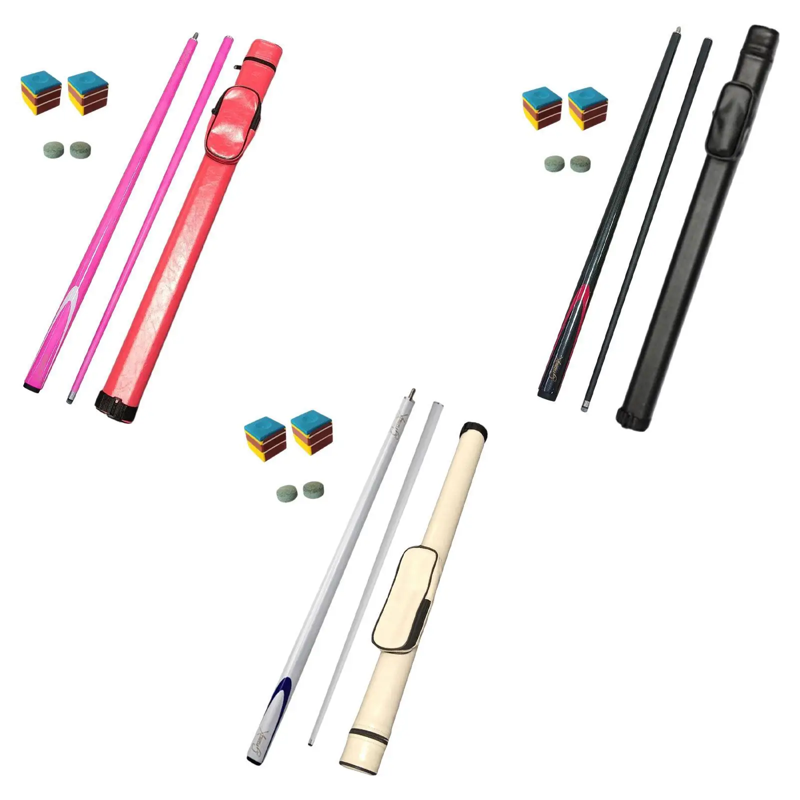 

Pool Cue Carrying Case with 2 Replacement Tips Portable Segmented Fashion Snooker for Training Home Office Competition Practice