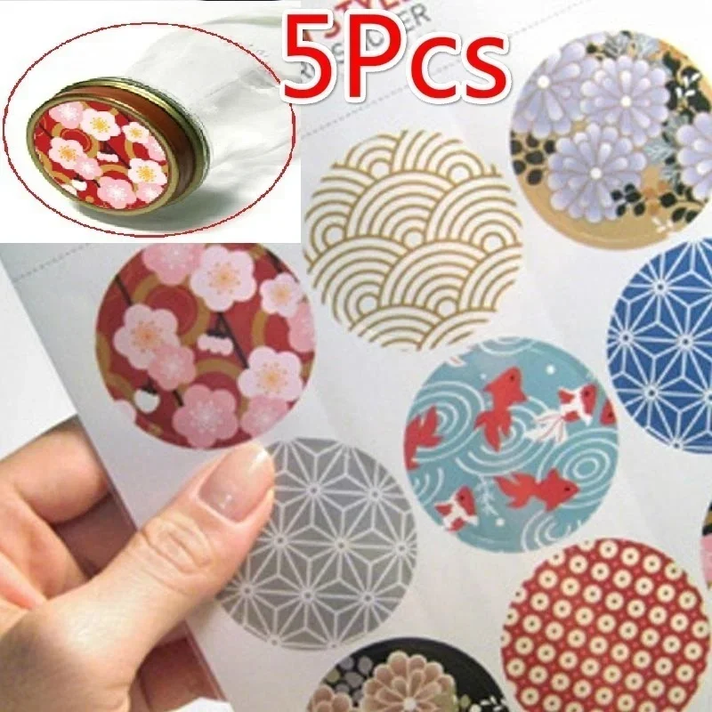 

5 pcs/lot Japanese Traditional Round Printed Sticker Multifuntional Cute Sticker Packing DIY Sealing