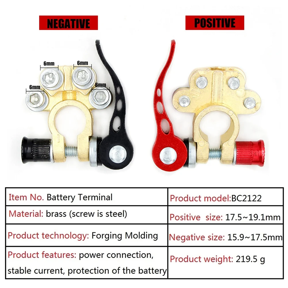 Quick Disconnect Auto Cables Connector Car Battery Bornes Main Cable Post Clamp Terminal Screw Connection for Car Truck