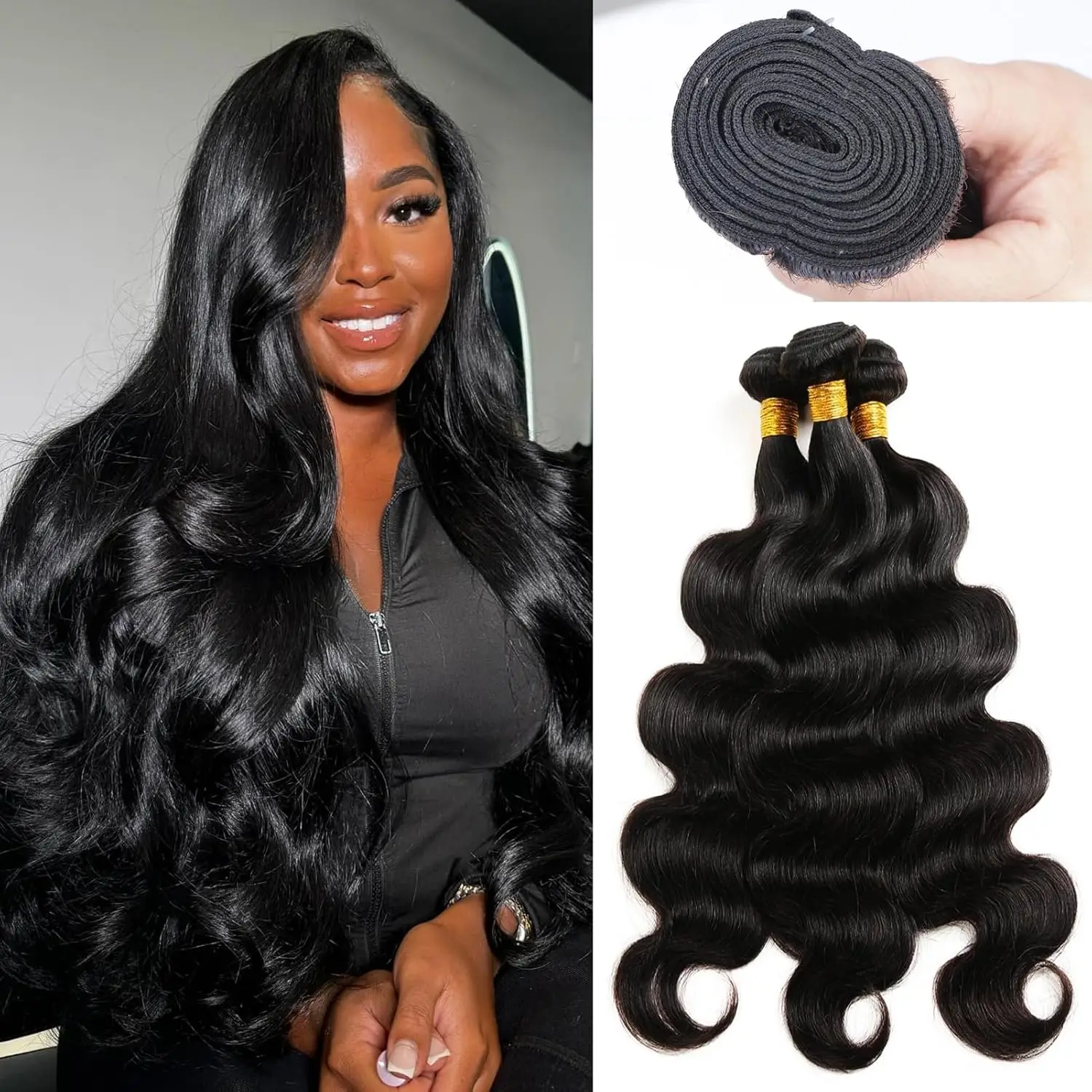 

12A Пучки человеческих волос с объемной волной, 100% необработанные бразильские девственные волосы, 14-30 дюймов, плетение волос с двойным утком