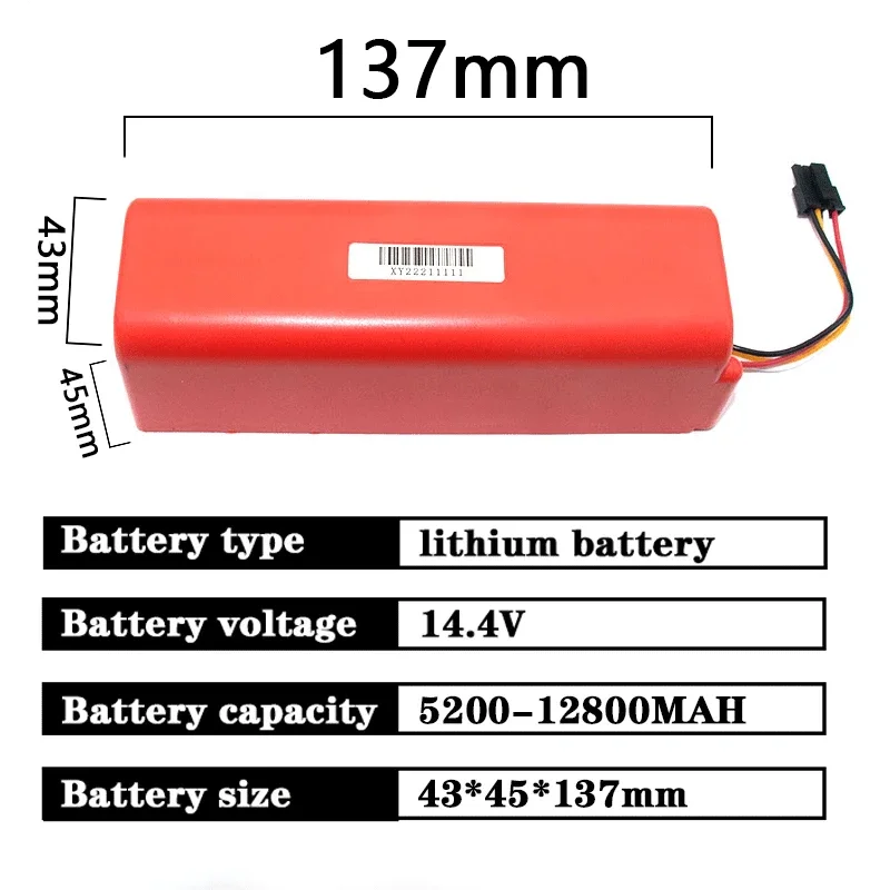 14.4V 12800mAh Robotic Vacuum Cleaner Replacement Battery For Xiaomi Roborock S55 S60 S65 S50 S51 S5 MAX S6 Parts