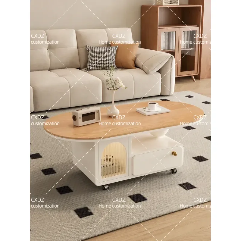 Yiyou modern simple style home living room small apartment sofa side few new oval surface removable storage coffee table
