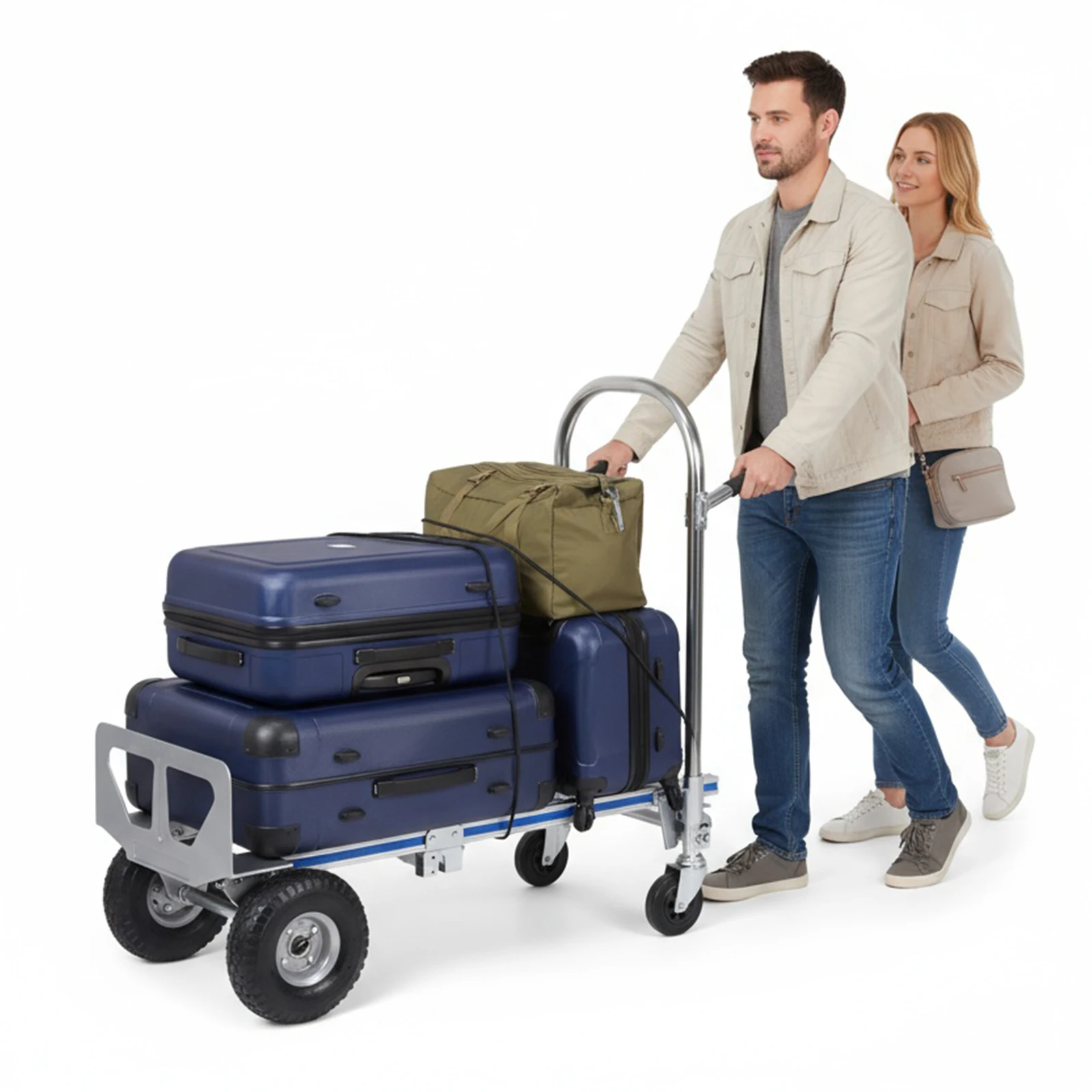 

3 in 1 Folding Trolley 550LBS Capacity Heavy Duty Industrial Collapsible Cart with Wheels for Construction Warehouse Factories