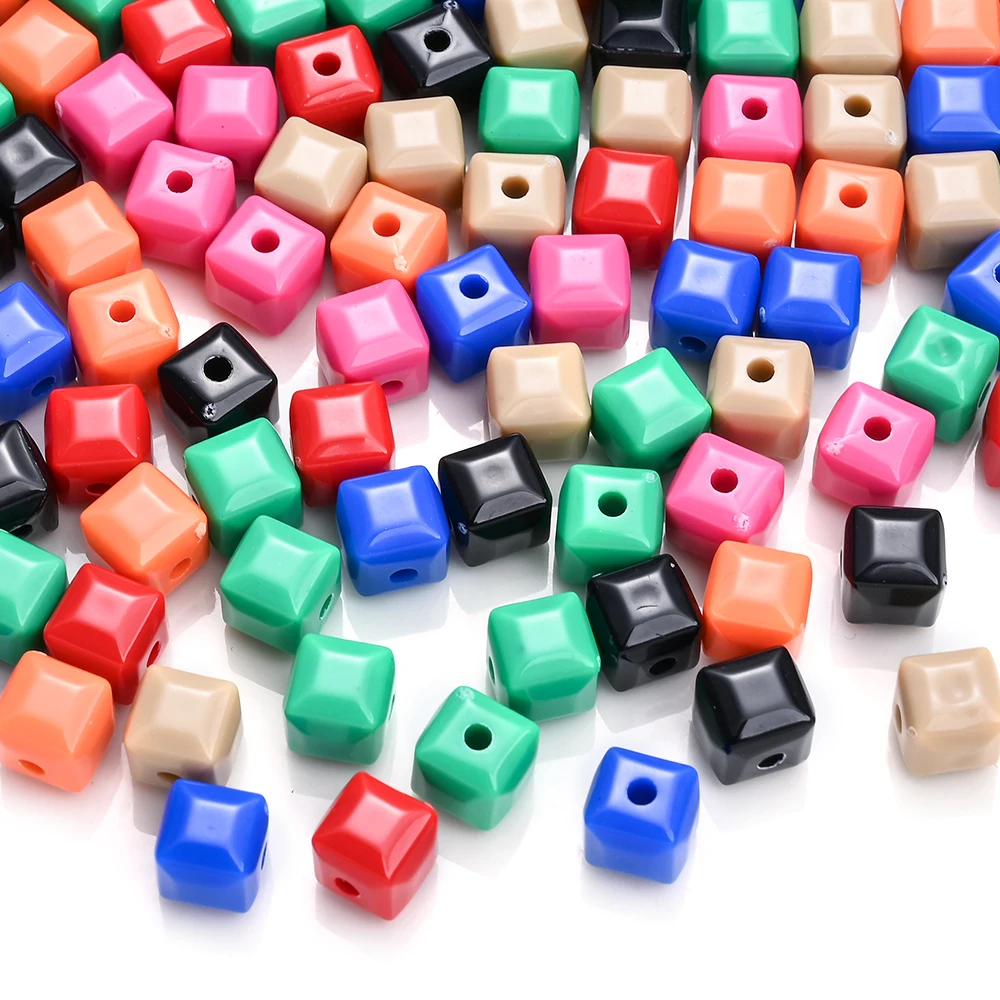 100 Stück 7mm Bunte Würfel-Acrylperlen, Gemischte Quadratische Lose Perlen für DIY-Schmuckherstellung, Armbänder, Bastelzubehör, Leuchten im Dunkeln – Detail 5