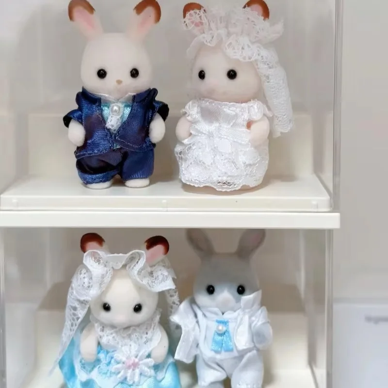 シルバニアファミリー結婚式ウサギシリーズチョコレートゴールデンウェディングフラワーガールアニメフィギュア Pvc 子供ままごとおもちゃギフト