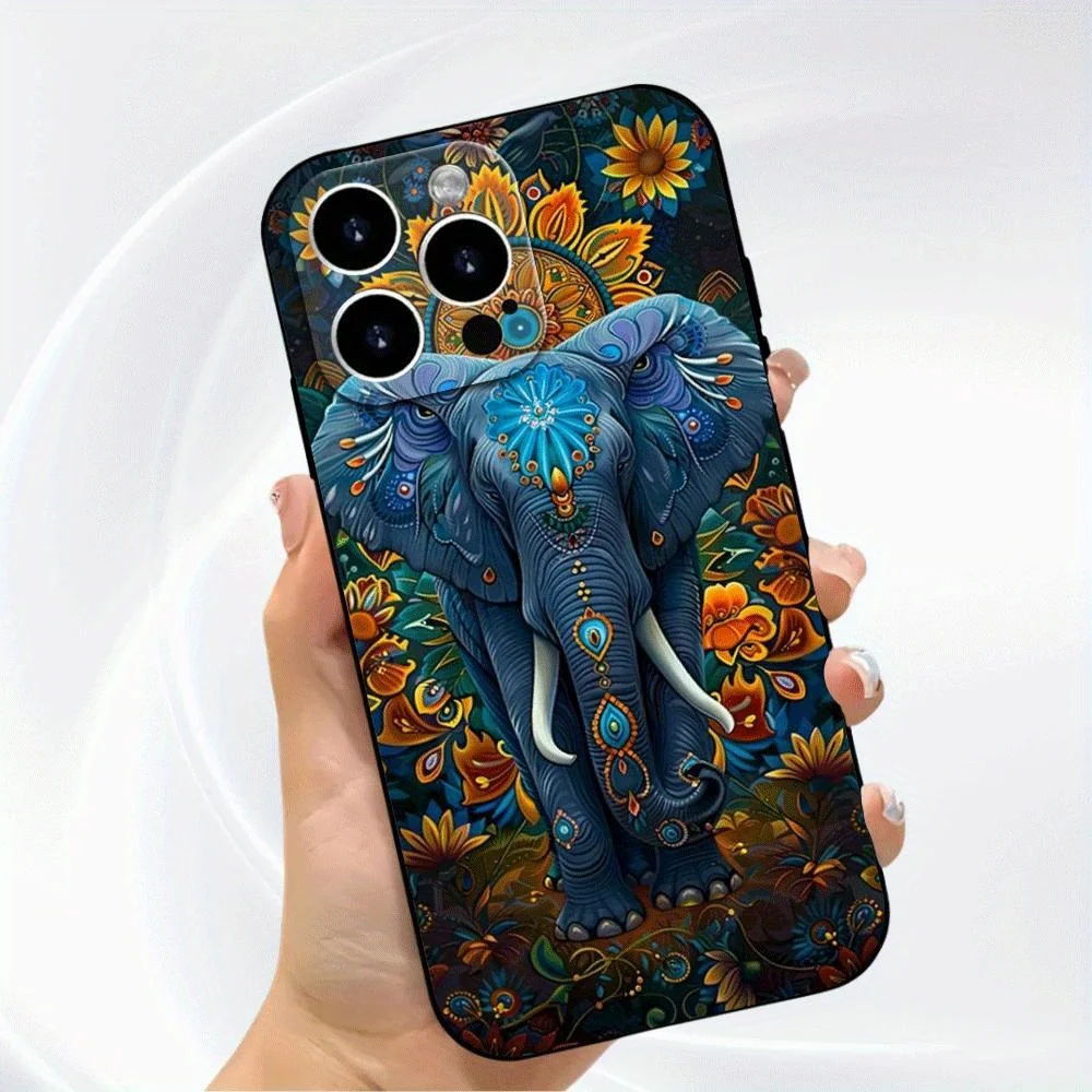 حافظة The Tropical Elephant Black، مصممة لموديلات iPhone 12 إلى 16، بما في ذلك إصدار Pro Max، وهي اختيارًا مثاليًا للهدايا. #6