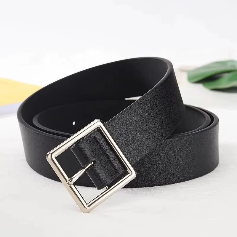 2023 frauen Gürtel Weiche Pu Leder Gürtel Quadratische Schnalle Pin Schnalle Jeans Schwarz Gürtel Chic Luxus Marke Phantasie Vintage Strap weibliche – Detail 4