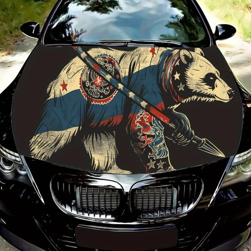 

Татуировка - наклейки на капот автомобиля с рисунком медведя, водонепроницаемые самоклеящиеся виниловые наклейки для автомобиля, защитные наклейки для украшения автомобиля, ca