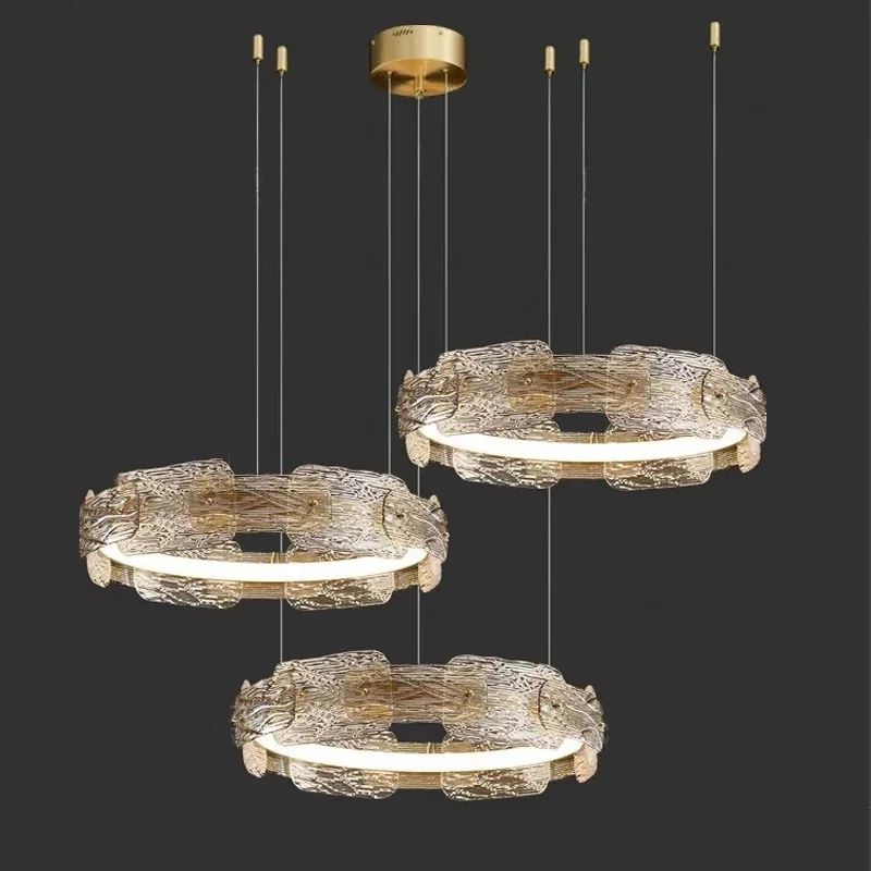 2026 All Brass Ceiling Glass Chandelier Dimmable For Living Room Home Decoration Led Lustre