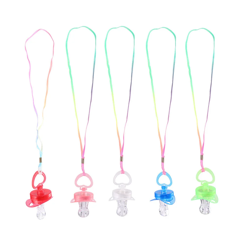 5 Pcs Flash Pacifier Whistle Light up Toys Kids Glowing LED Pacifiers Necklace Bulk Child