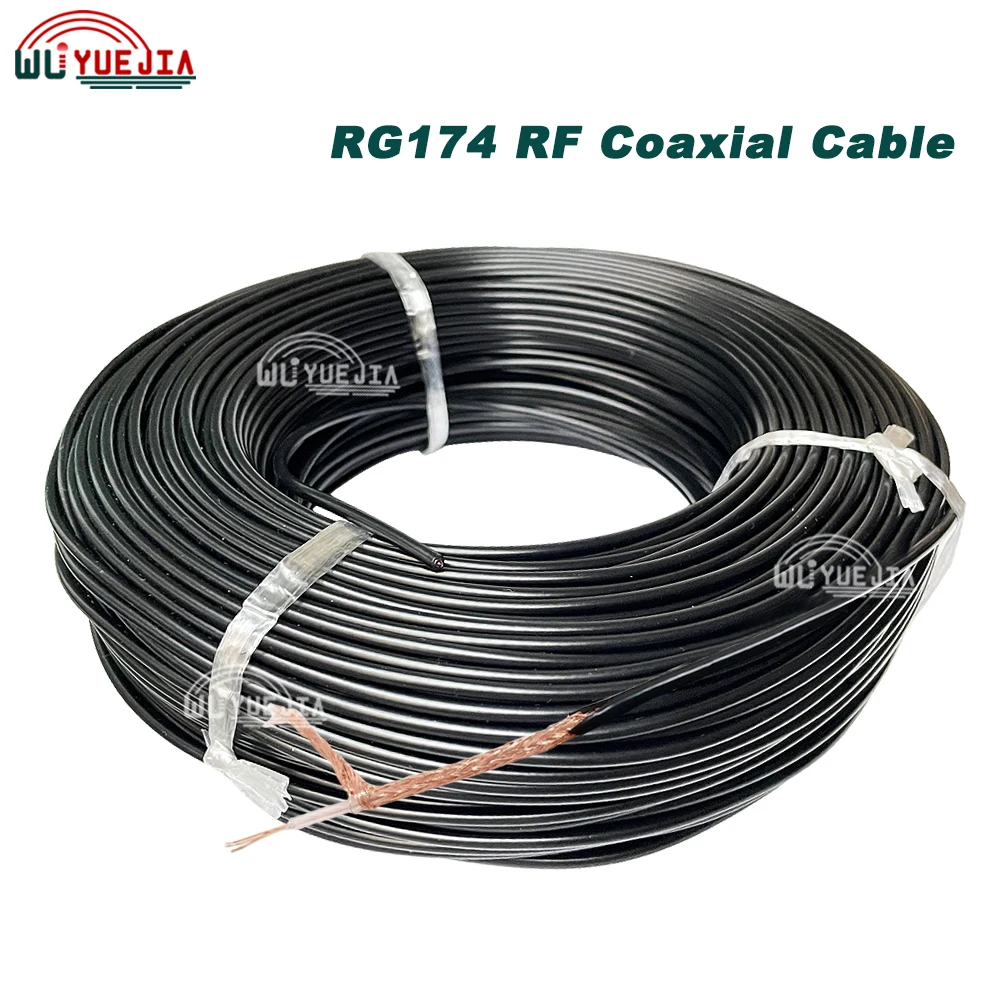 RG174 Coaxial Cable 50 Ohm Bare Copper Low Loss Multi Core High Quality for Crimp Soldering Connector Fast Shipping 5m~200m