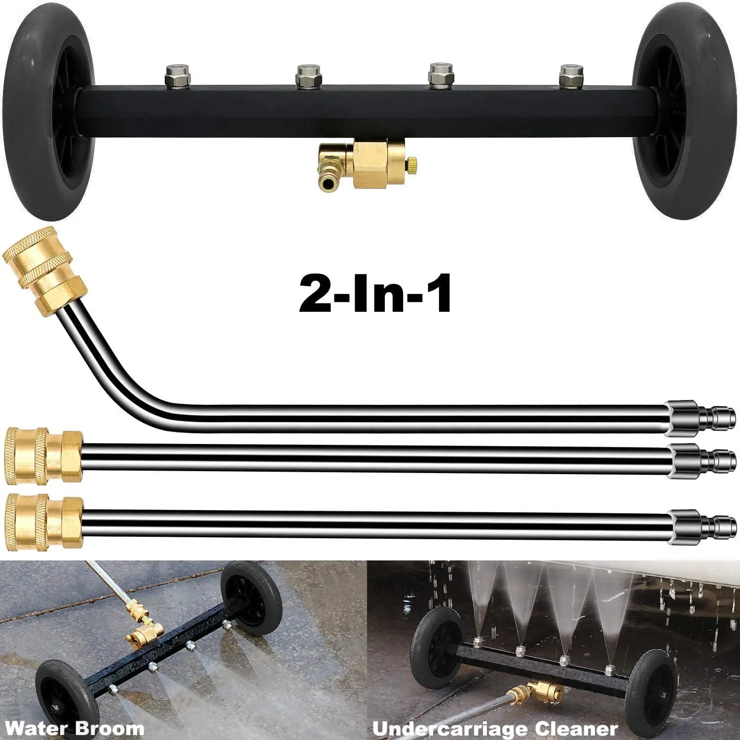 Multipurpose Undercarriage Cleaner Surface Cleaner for Pressure Washer 4000 PSI 16 Inch Underbody Car Wash Water Broom