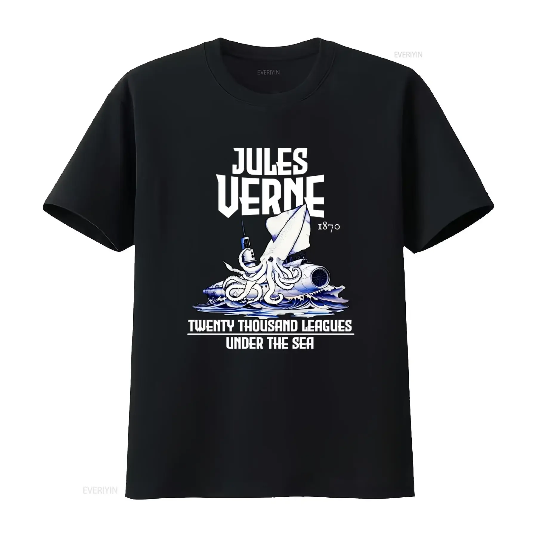 Jules Verne 1870 Twenty Thousand Leagues Under the Sea T Shirt Classic Design for Adventure Lovers vintage Washed graphic
