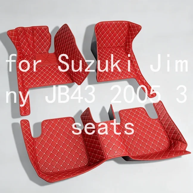 Tapis de sol en cuir à motifs diamant, conçus sur mesure pour Suzuki Jimny JB43 2005, modèle 3 places, couvrant entièrement le sol, antidérapants, imperméables, revêtements de sol pour voiture, ensemble de tapis de protection intérieure de qualité supérieure 9L664.