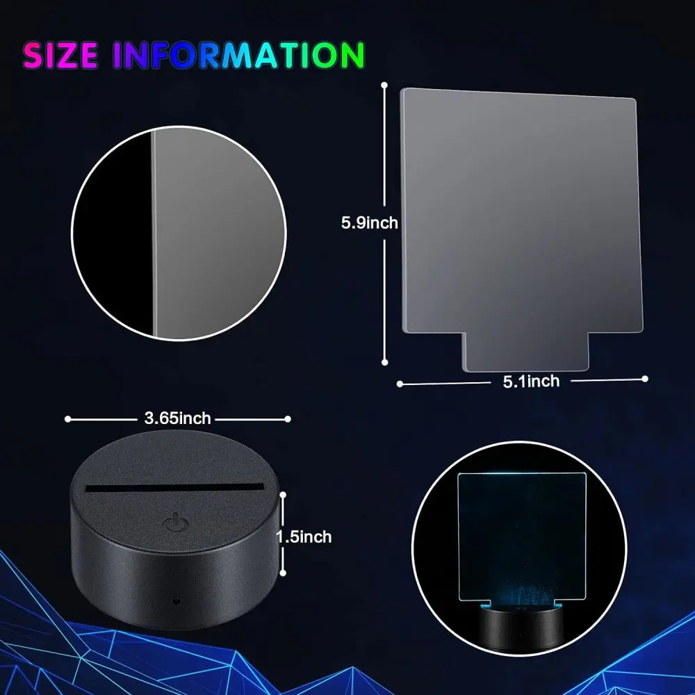 2/6 Pcs Acrylic Light Board Base 7 colors changing Decorative Light  Acrylic Resin Glass Sheets Night light Gift For Kids