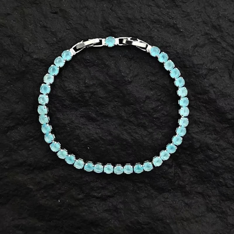 

SOHOT Tibetan Silver Charming Clear And Cool Blue Zircon Bracelet For Women Fashion Jewelry Minimalist Accessories Wholesale