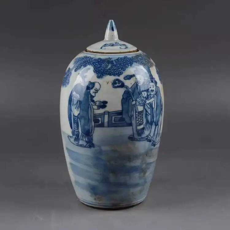 

Chinese Blue And White Porcelain Teapot With Statue Pattern 8.66Inch