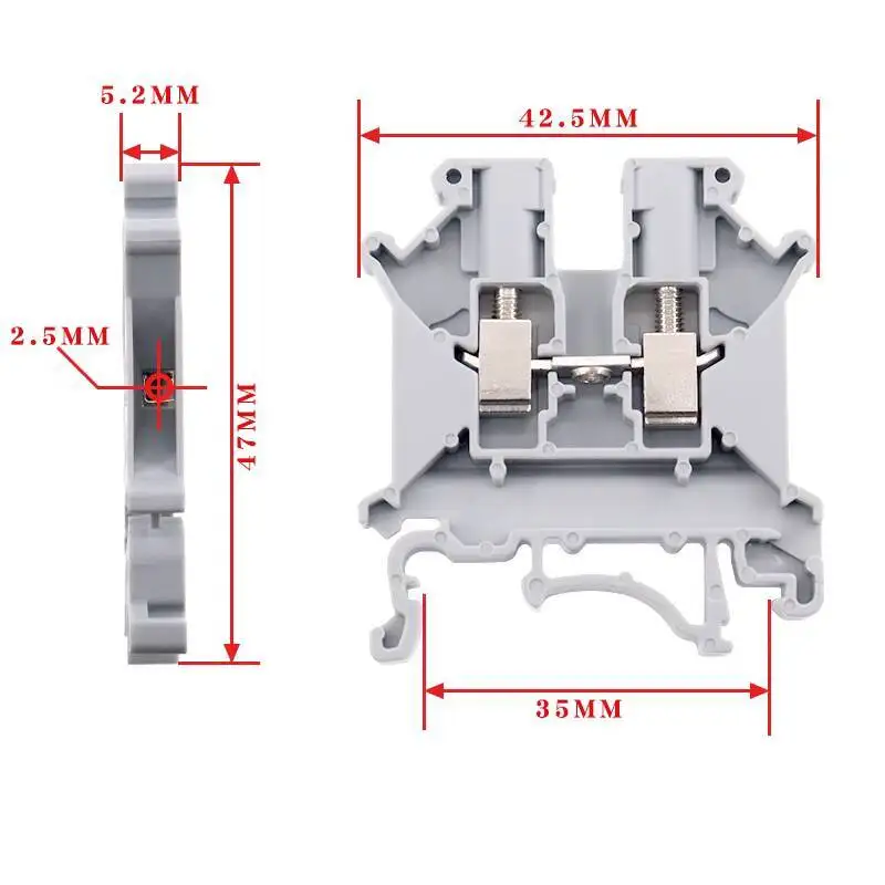 10 Stück UK2.5B Schienenmontierter Klemmenblock UK-5N 3N 6N 10N Spannungsstreifen Schnellverbindung 2,5 mm² – Detail 5