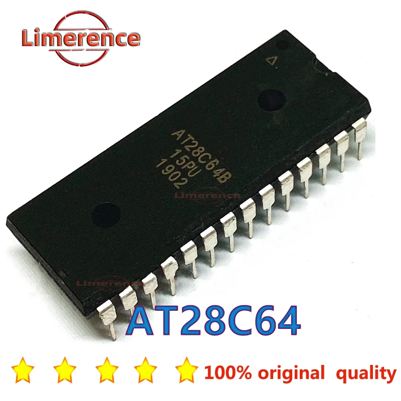 5V 28Pin AT28C64-15PC EEPROM Parallel 64K 8K*8 CMOS PDIP IC Chip microcontroller Low Power High Reliability