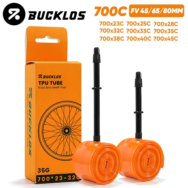 Chambre à air BUCKLOS pour vélo de route/gravel 700C, chambre à air de vélo en TPU 700x23/32C 700x33/45C, pneu intérieur en TPU 45mm 65mm 80mm, valve Presta