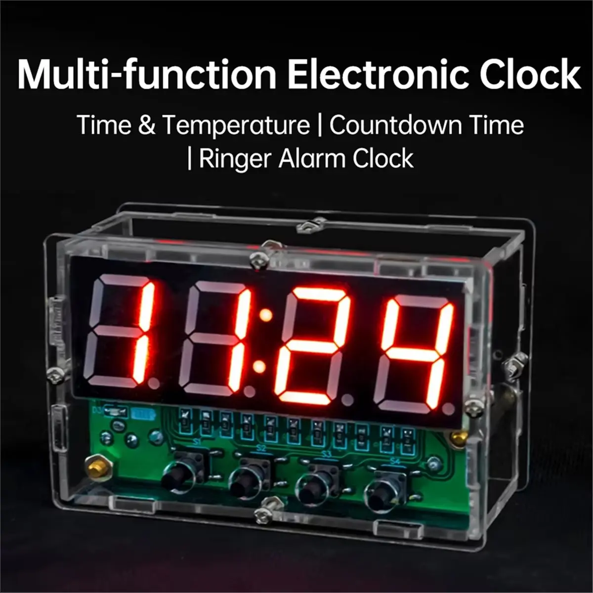 New Electronics DC5V LED Digital Electronic Clock DIY Kit Instructional Soldering Components Featuring Alarm, Temperature and Co
