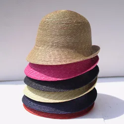 DIY Fine Straw Hats Women Bucket Sun Hat Roll Up Wide brim Summer Hat Kentucky Derby Hat Ladies Beach Hat