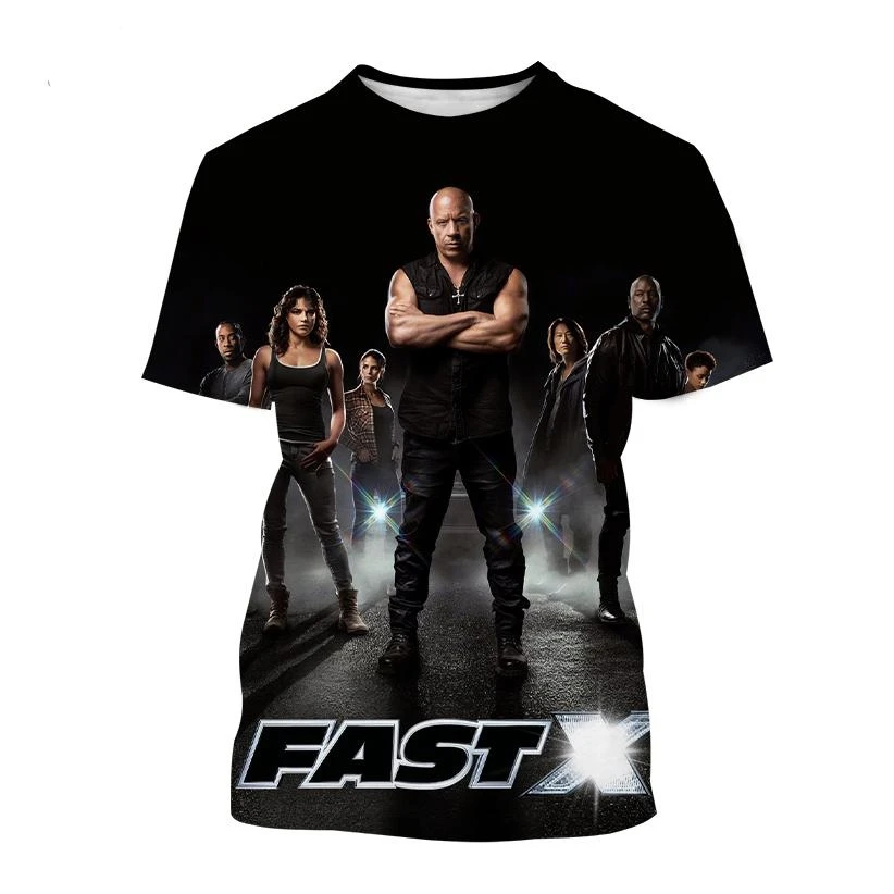 Camiseta con estampado 3D de película caliente The Fast and Furious, personalidad de verano, Unisex, súper genial, estilo callejero, manga corta