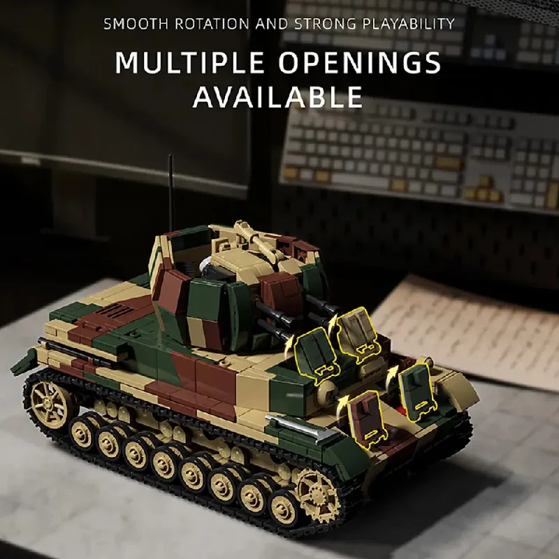 

Military WW2 Wirbelwind Flakpanzer IV Panzer Building Blocks German Army Soldiers Tank Model Bricks Puzzle Toys for Kids Gift