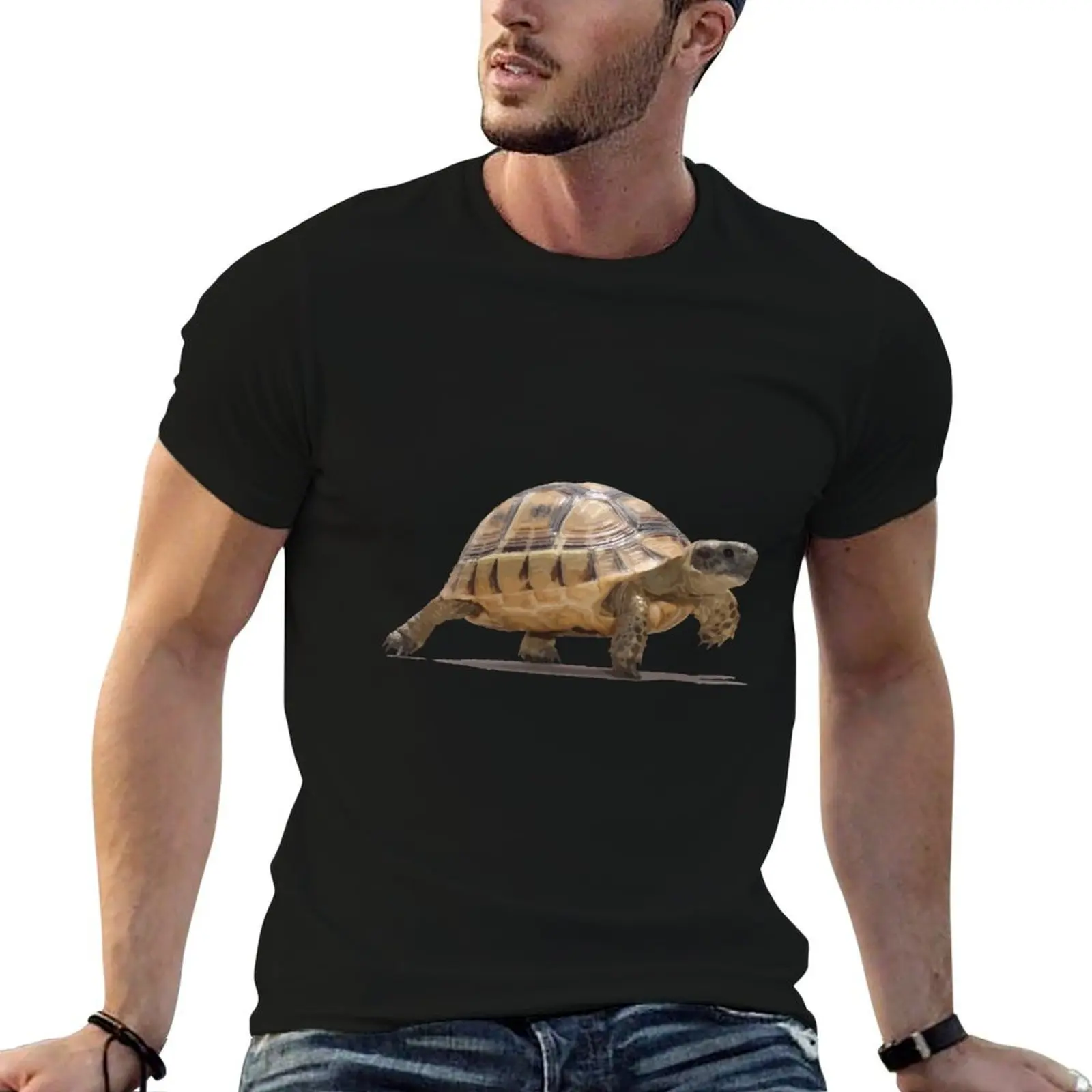 Marching Baby Tortoise Cartoon Vector Isolated T-Shirt Work Casual Loose Fit T-Shirt