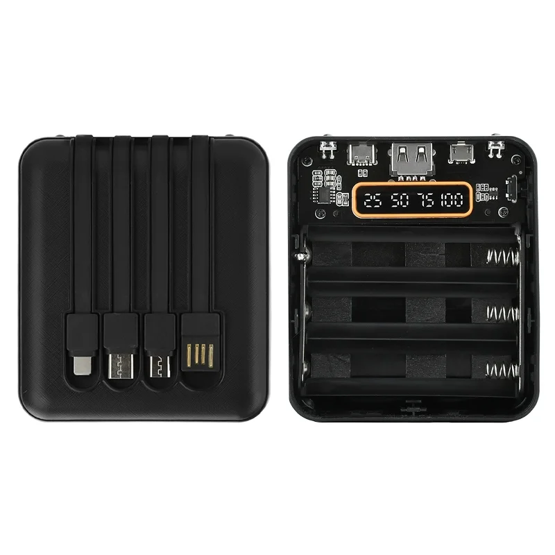 18650 Super Fast Charging Mobile Power DIY Kit Material Welding free Power Bank Shell Transparent Battery Box