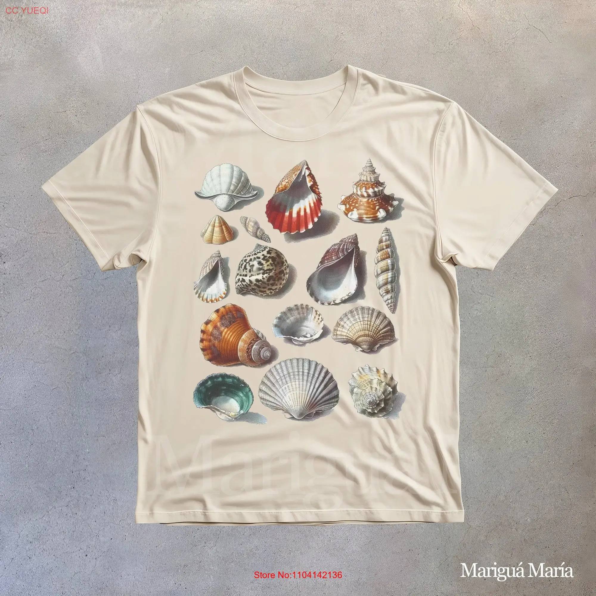 Vintage Seashell Collage T Shirt long or short sleeves