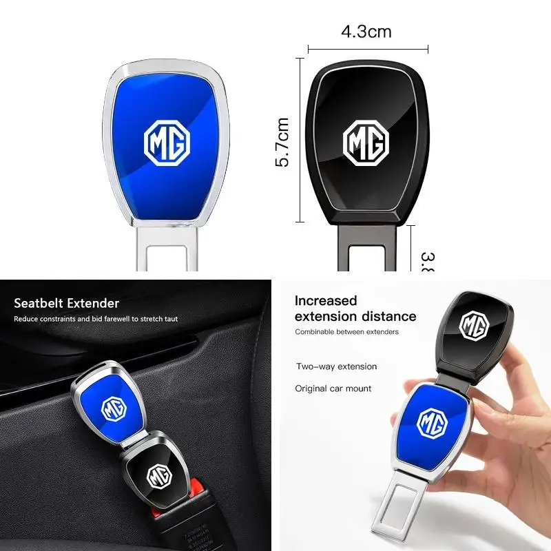 Metal Seat Belt Buckle Extension Clip Safety Seatbelt Extender For MG HS ZS MG4 Mulan MG5 GT, Mirror Finish MG Logo Car Interior 2