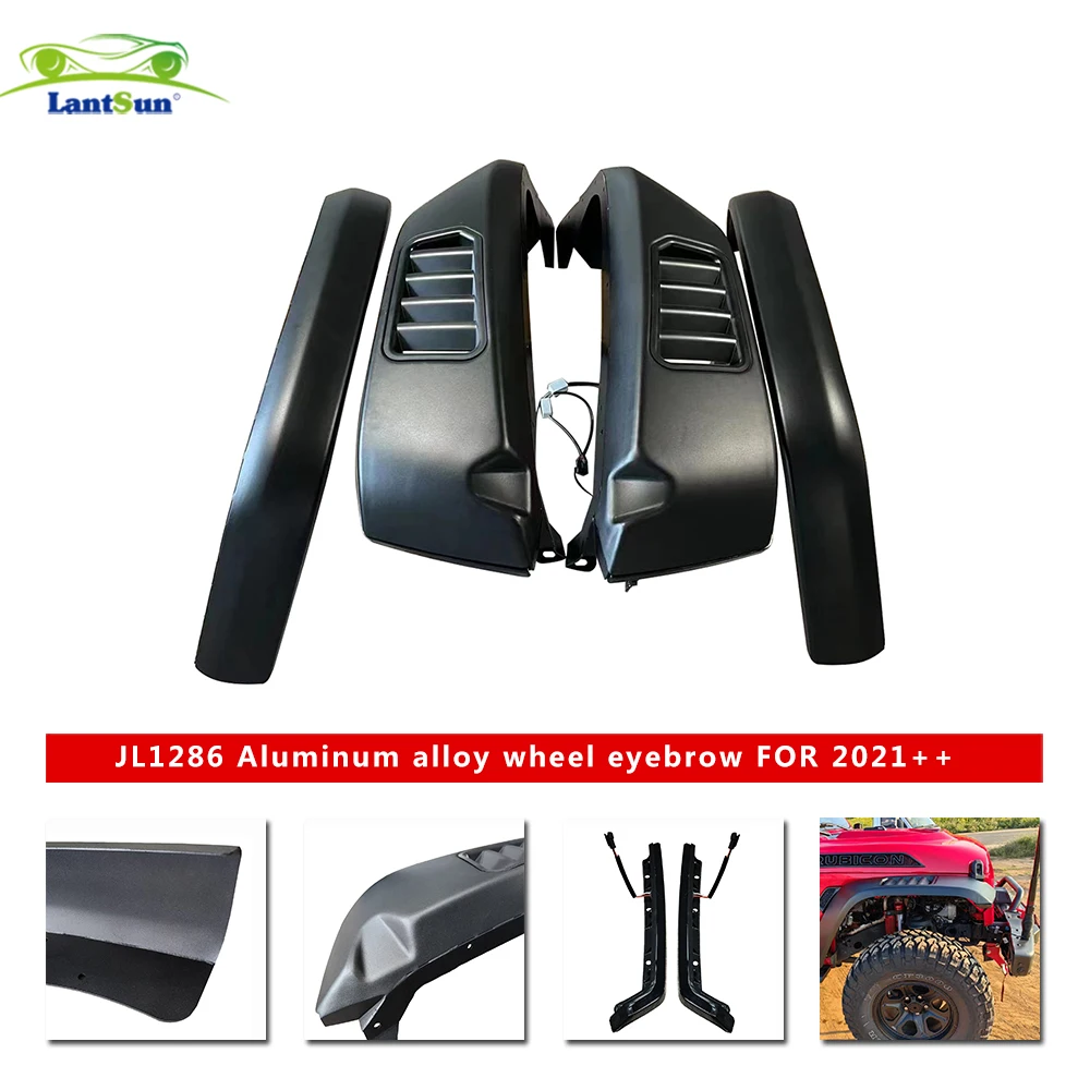 4 Pieces Storm Fenders Eyebrows Aluminum Alloy for Jeep Gladiator JT 2020-2024 LANTSUN JL1286