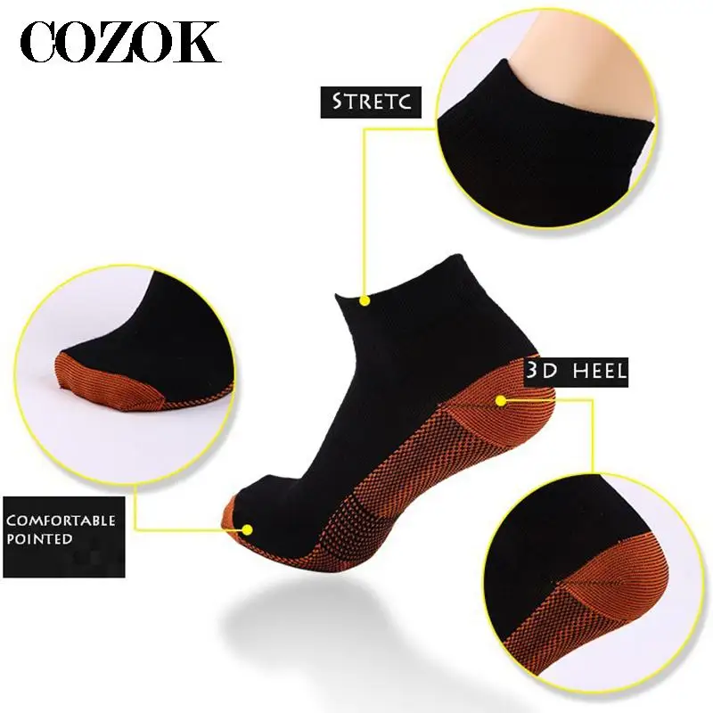 5 Pairs Copper Fiber Compression Socks Sports Men Women Unisex Foot Socks Plantar Fasciitis Heel Spurs Arch Pain Socks Men Meias