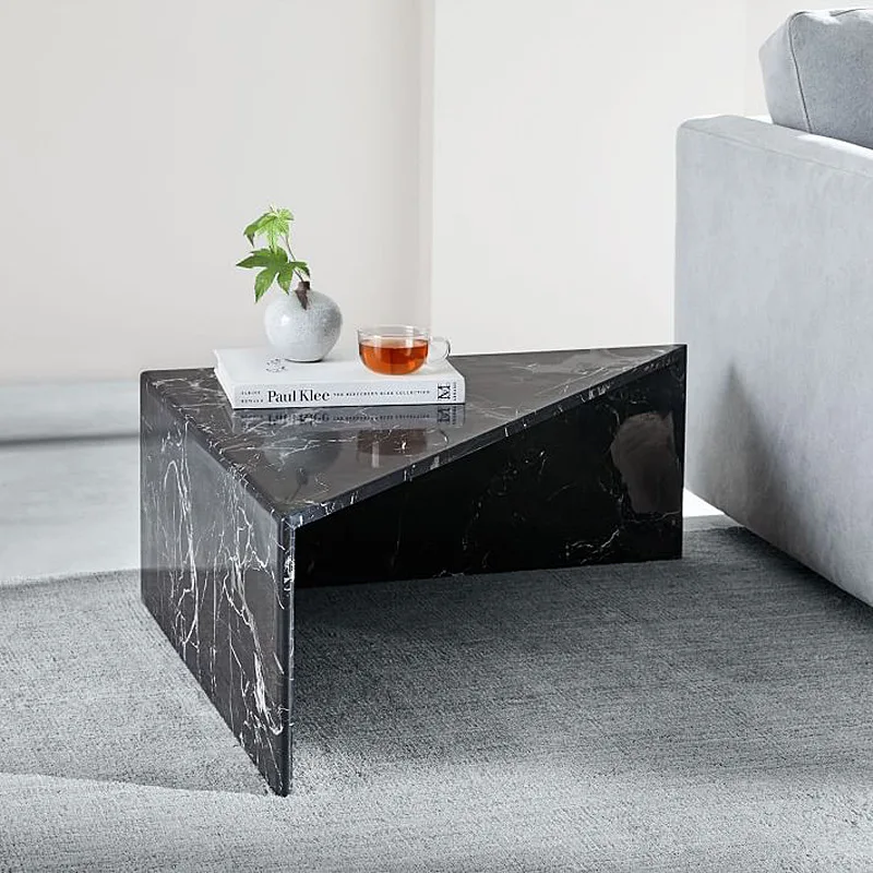 Marble stone cafe sofa side table black coffee marble coffee table