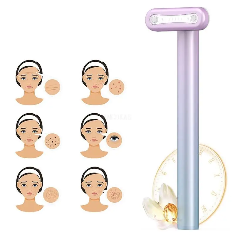 4 في 1 أداة العناية ببشرة الوجه EMS مايكرو الحالي تدليك الوجه مكافحة الشيخوخة ثبات الجمال عصا العلاج الوجه الرقبة