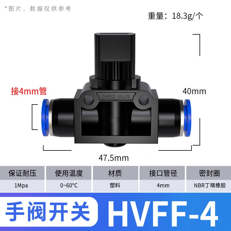HVFF Pneumatic Switch Valve Straight Through Valve Manual Control Valve Quick Connect Push In Fitting BUC4 6 8 10 12