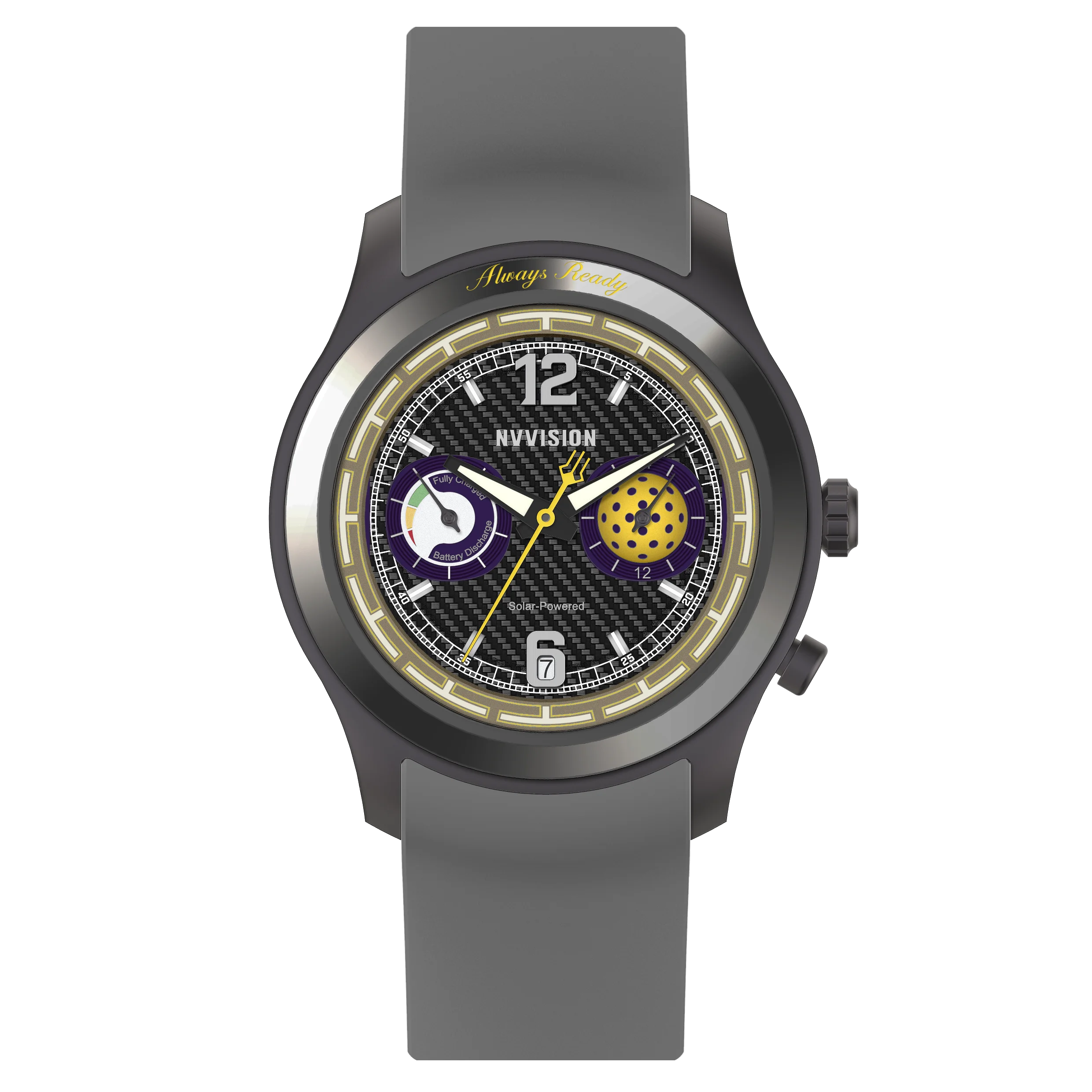 Betterichi Pickball Theme Men and Women Watch Solar Quartz Sapphire Crystal Fluororubber Strap Wristwatch Sport Water Resistant