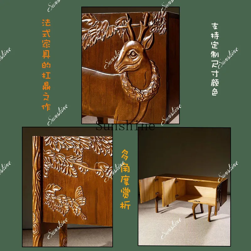 Entrance cabinet solid wood French retro living room ultra-thin and extremely narrow high-end design Nanyang  FT