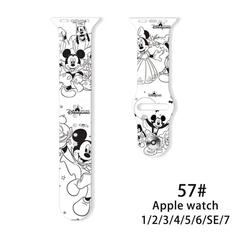 Disney Mickey Mouse Cartoon Strap for Apple Watch Band 42mm 44mm 38mm 40mm Silicone Watchband IWatch 3 5 6 4 7 SE Wristband Cute